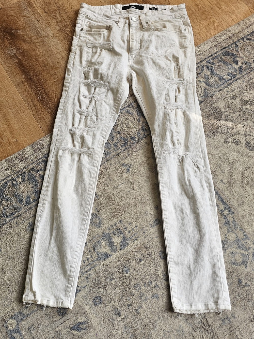 Jordan Craig "Aaron" fit men's distressed white denim jeans, size 32/32